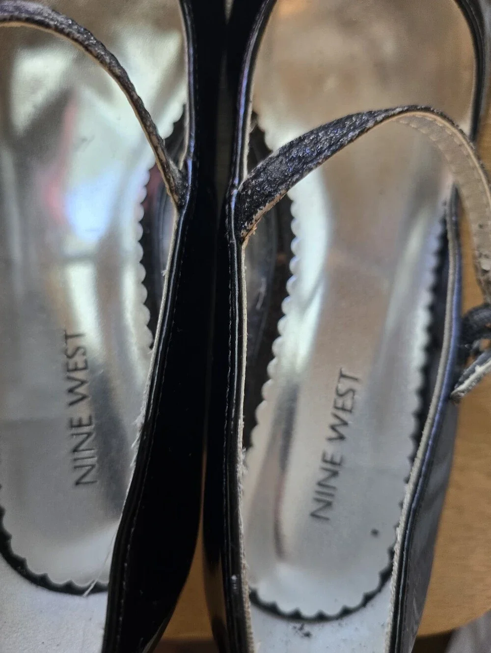 Nine West Kids Black Patent Mary Janes with Sparkle Strap